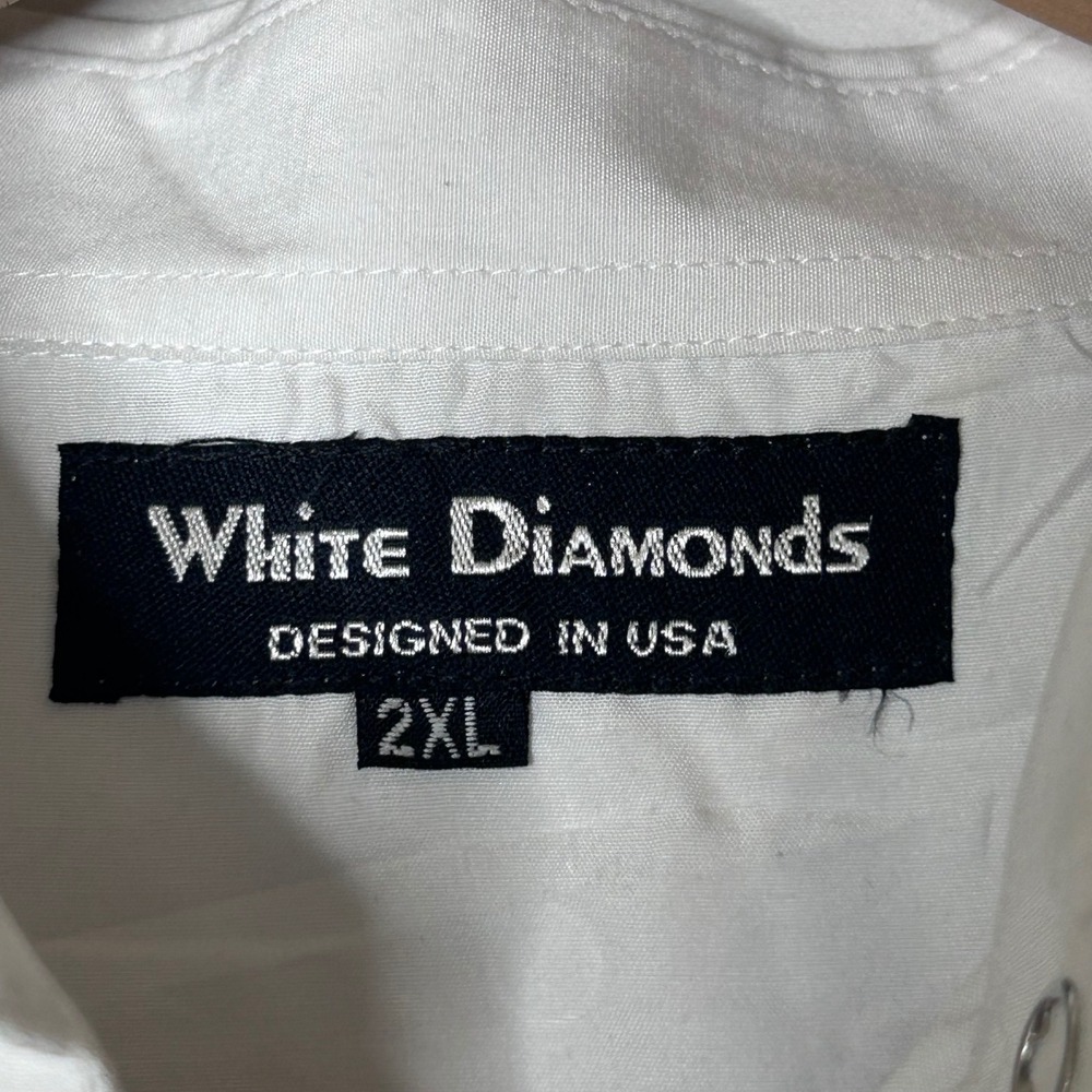 White Diamonds Shirt Size 2XL Western Embroidered Floral Rodeo‎ Pearl Snap - Picture 4 of 10
